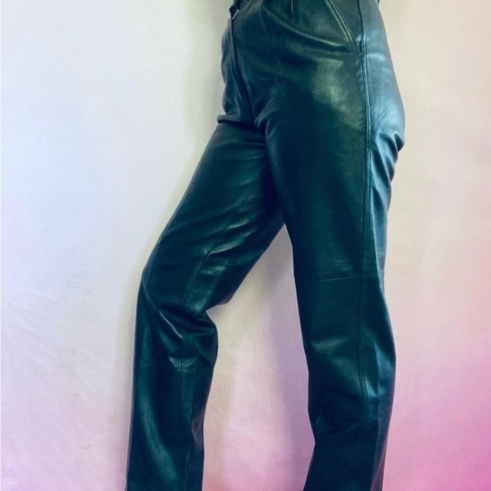 Vintage Ledge Black Leather Pleated Pants – 29x30